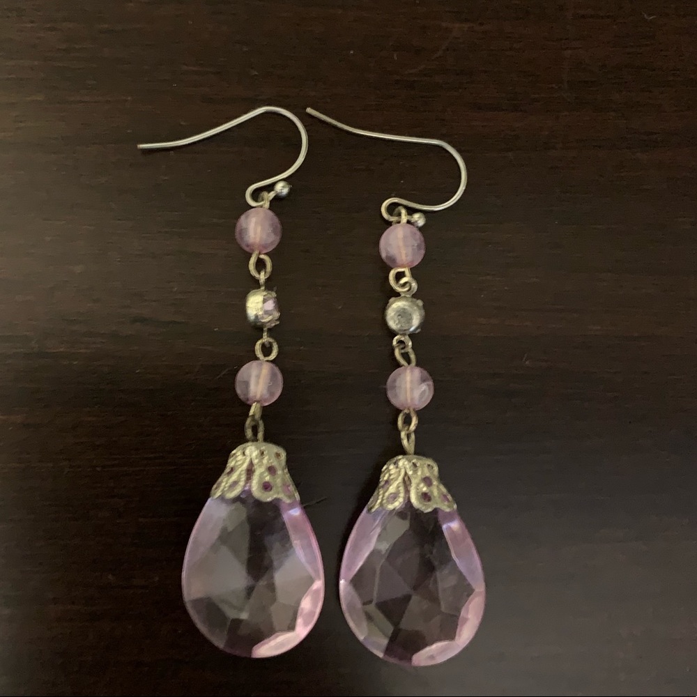 Fashion Purple Gold Drop Earrings